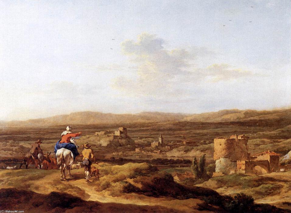 Order Paintings Reproductions Italian Landscape with Mountain Plateau, 1655 by Nicolaes Berchem | ArtsDot.com