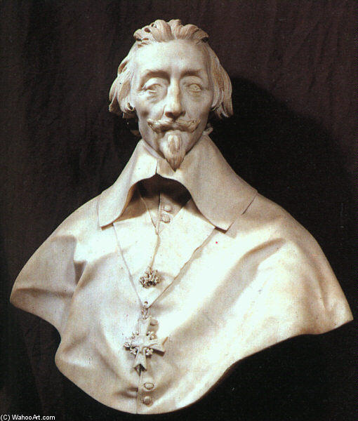 Buy Museum Art Reproductions Bust of Cardinal Armand de Richelieu, 1640 by Gian Lorenzo Bernini (1598-1680, Italy) | ArtsDot.com
