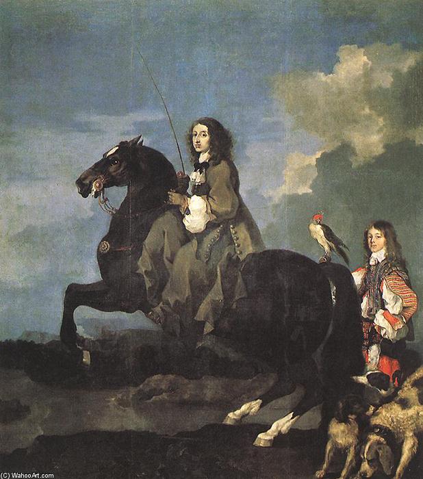 Order Paintings Reproductions Queen Christina of Sweden on Horseback, 1653 by Sébastien Bourdon (1616-1671, France) | ArtsDot.com