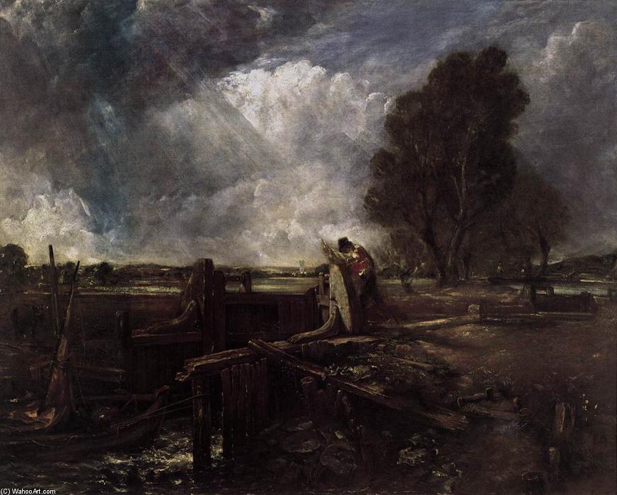 顺序 油畫 Sluice(草)一艘船 通过 John Constable (1776-1837, United Kingdom) | ArtsDot.com