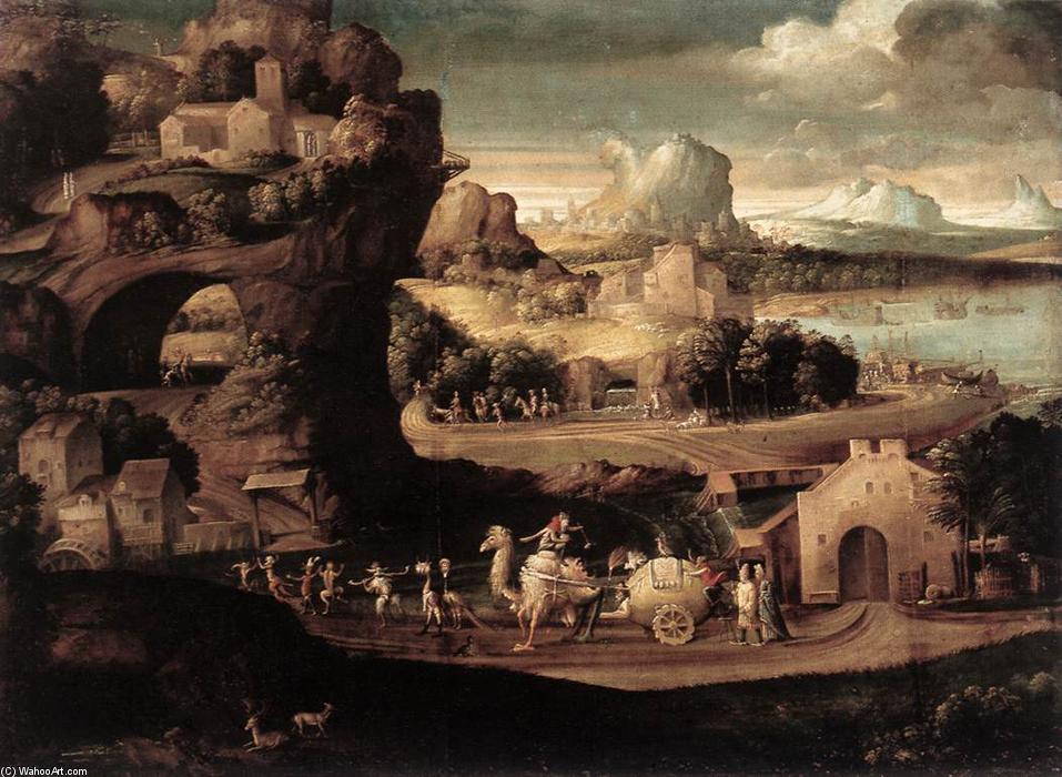 Order Artwork Replica Landscape with Magicians, 1525 by Girolamo Da Carpi (1501-1556, Italy) | ArtsDot.com