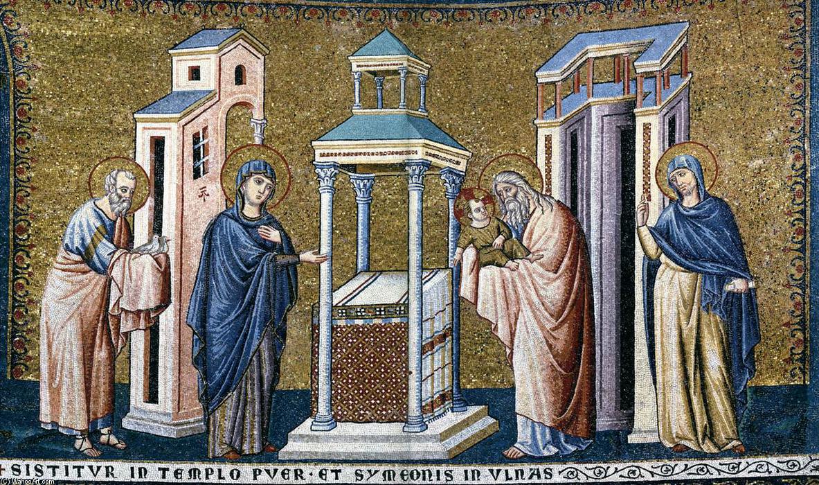 Buy Museum Art Reproductions Apse: 5. Presentation in the Temple, 1296 by Pietro Cavallini (1240-1330, Italy) | ArtsDot.com
