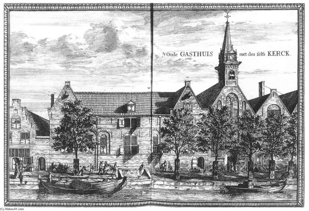 Buy Museum Art Reproductions View of the Oude Gasthuis (Old Hospital) of Delft, 1667 by Coenraet Decker (1650-1685, Netherlands) | ArtsDot.com