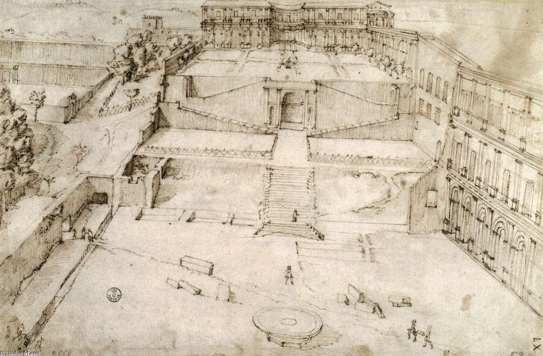 Order Art Reproductions Belvedere Courtyard in the Vatican Palace, 1558 by Giovanni Antonio Dosio (1533-1611, Italy) | ArtsDot.com