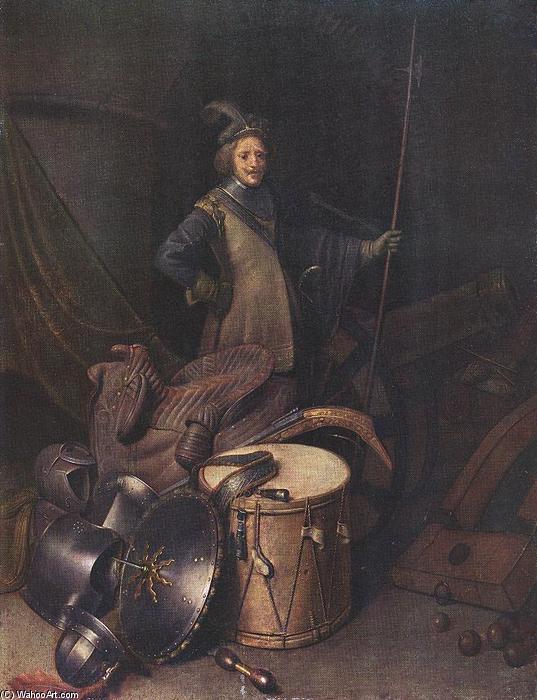 Order Paintings Reproductions Officer of the Marksman Society in Leiden, 1630 by Gerrit (Gérard) Dou (1613-1675, Netherlands) | ArtsDot.com