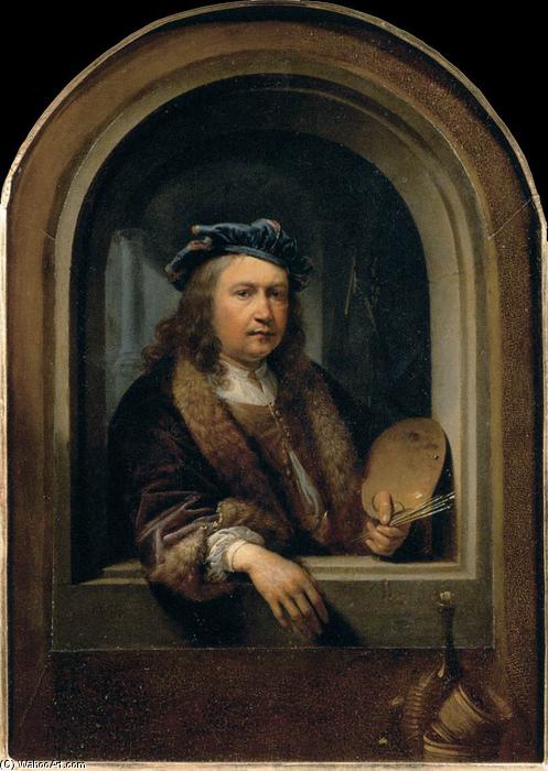Buy Museum Art Reproductions Self-Portrait with a Palette, in a Niche, 1660 by Gerrit (Gérard) Dou (1613-1675, Netherlands) | ArtsDot.com
