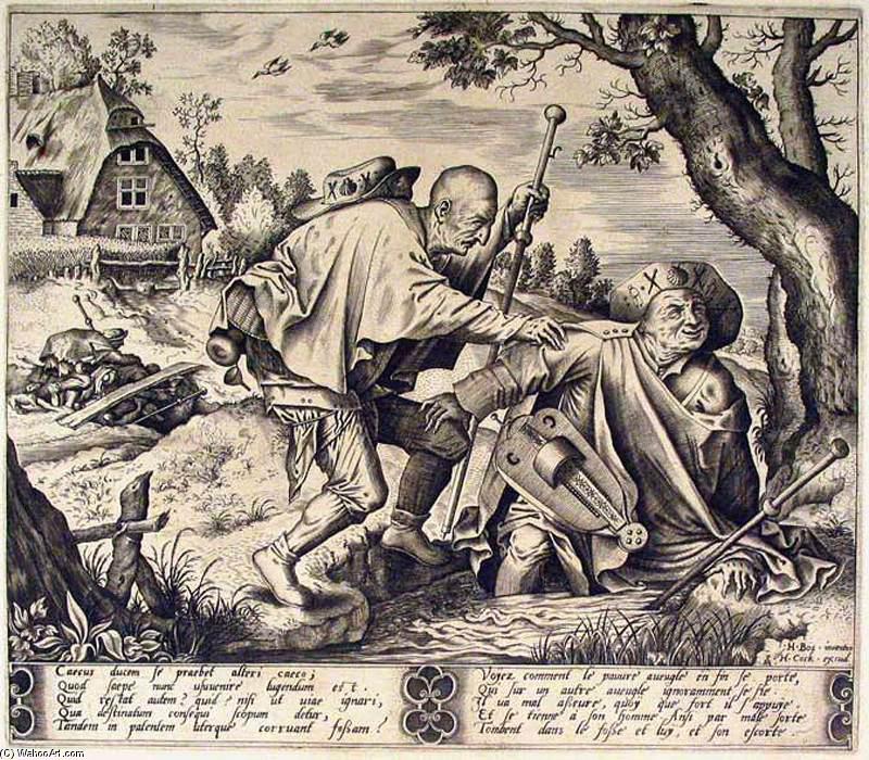 Order Art Reproductions The Blind Leading the Blind, 1561 by Pieter Van Der Heyden (1530-1576, Belgium) | ArtsDot.com