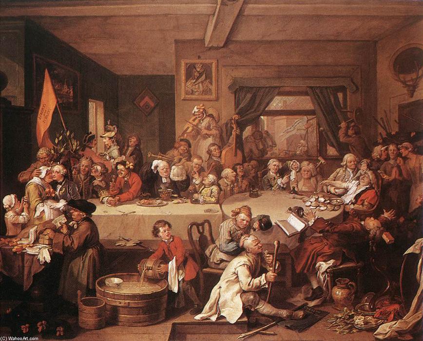 顺序 手工油畫 1. 选举, 1754 通过 William Hogarth (1697-1764, United Kingdom) | ArtsDot.com