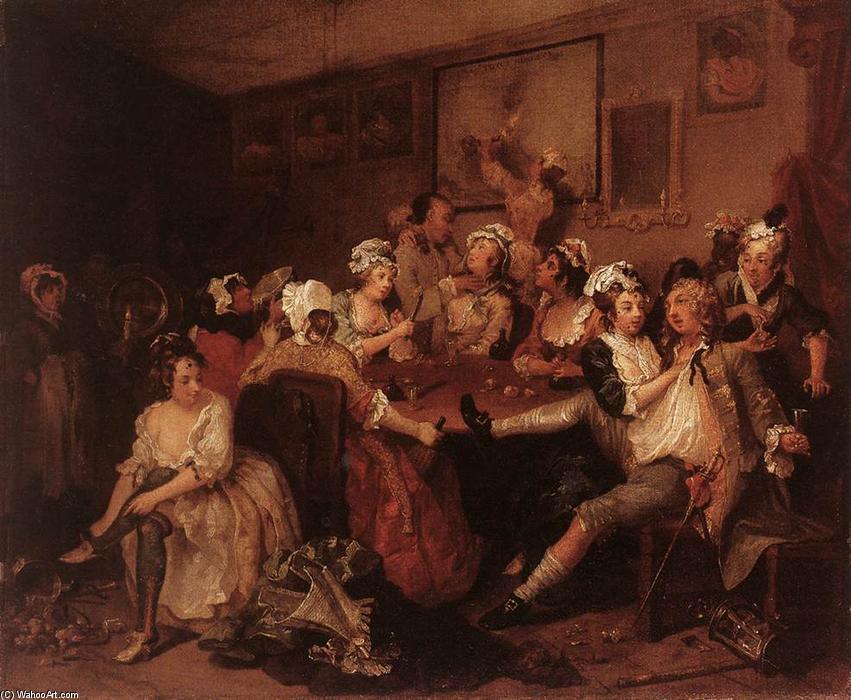 购买 博物馆艺术复制品，艺术复制品，绘画复制品，博物馆质量版画，美术复制品，着名绘画复制品，博物馆品质复制品，帆布艺术版画 The Orgy, 1735 通过 William Hogarth (1697-1764, United Kingdom) | ArtsDot.com