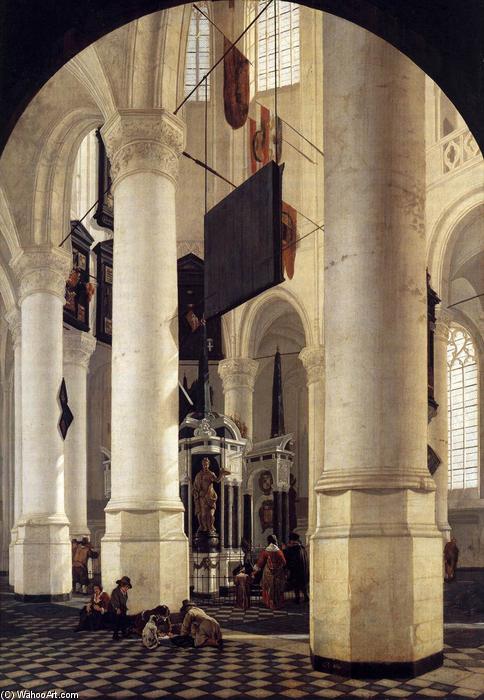 Order Paintings Reproductions Interior of the Nieuwe Kerk, Delft, with the Tomb of William the Silent, 1650 by Gerard Houckgeest (1600-1661, Netherlands) | ArtsDot.com