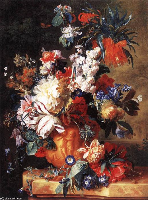 Order Paintings Reproductions Bouquet of Flowers in an Urn, 1724 by Jan Van Huysum (1682-1749, Netherlands) | ArtsDot.com