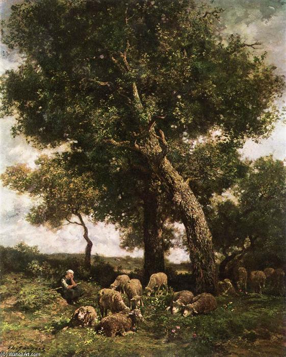 Order Oil Painting Replica On the Pasture, 1860 by Charles Émile Jacque (1813-1894, France) | ArtsDot.com