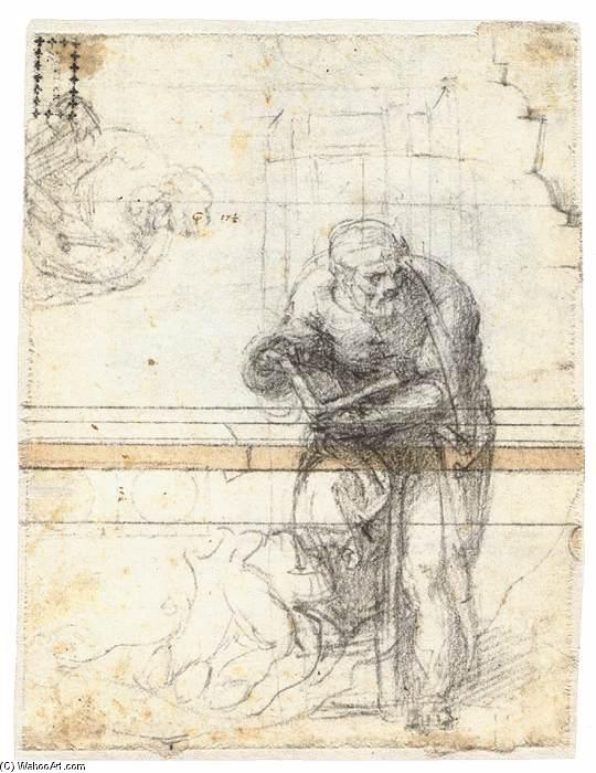 Order Art Reproductions Study of a Prophet or Evangelist (verso), 1553 by Michelangelo Buonarroti (1475-1564, Italy) | ArtsDot.com