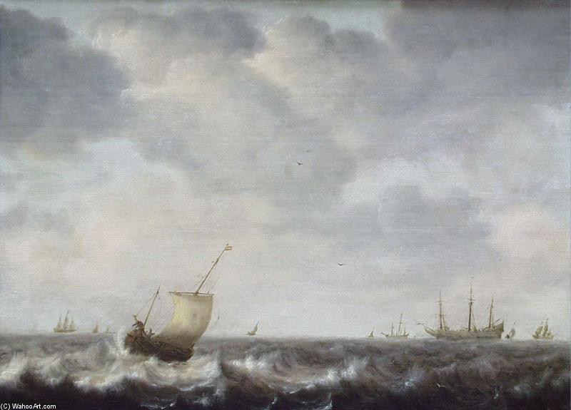 Buy Museum Art Reproductions Turbulent Sea by Pieter The Elder Mulier (1610-1659, Netherlands) | ArtsDot.com