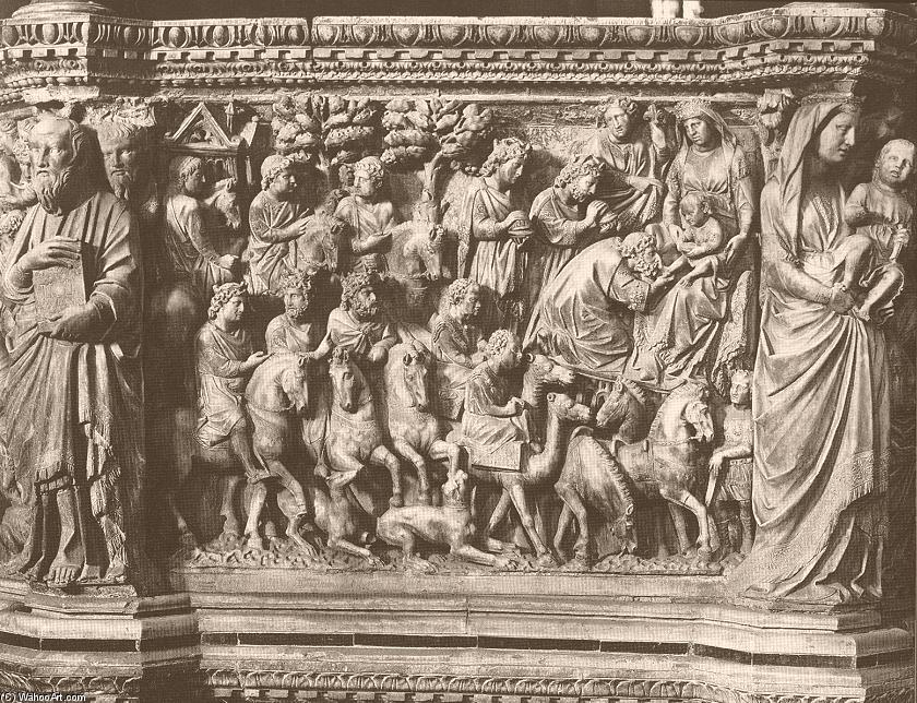 Order Paintings Reproductions Adoration of the Magi, relief from the pulpit, 1265 by Nicola Pisano (1230-1284, Italy) | ArtsDot.com
