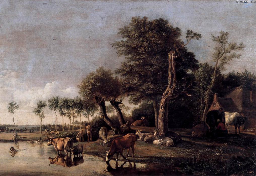 Order Paintings Reproductions Cows Reflected in the Water, 1648 by Paulus Potter (1625-1654, Netherlands) | ArtsDot.com