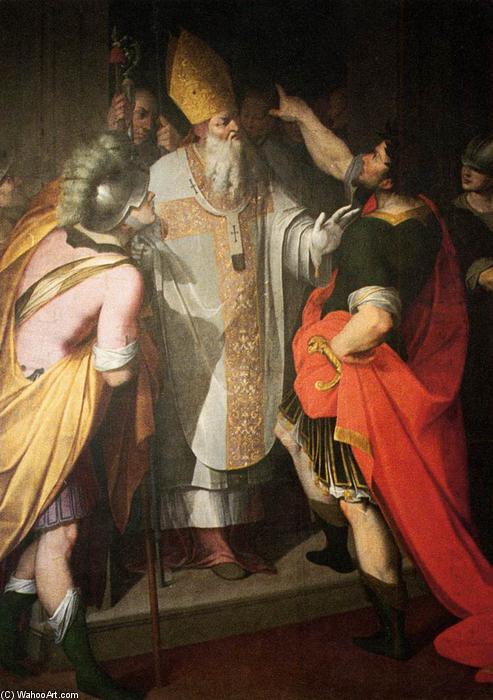 Buy Museum Art Reproductions St Ambrose Stopping Theodosius by Camillo Procaccini (1561-1629, Italy) | ArtsDot.com