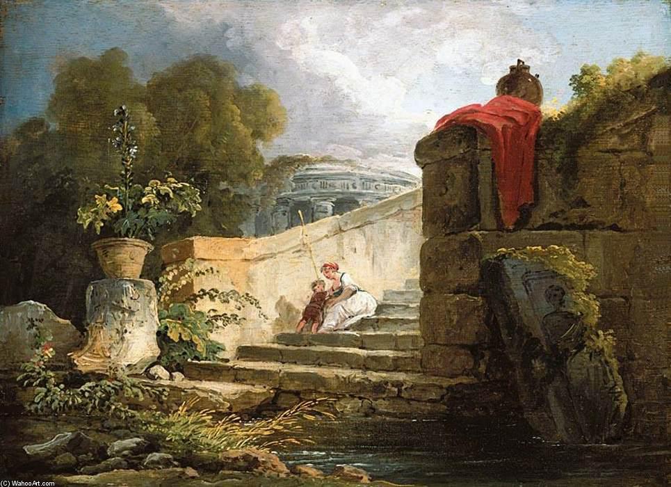 Buy Museum Art Reproductions A Scene in the Grounds of the Villa Farnese, Rome, 1765 by Hubert Robert (1733-1808, France) | ArtsDot.com