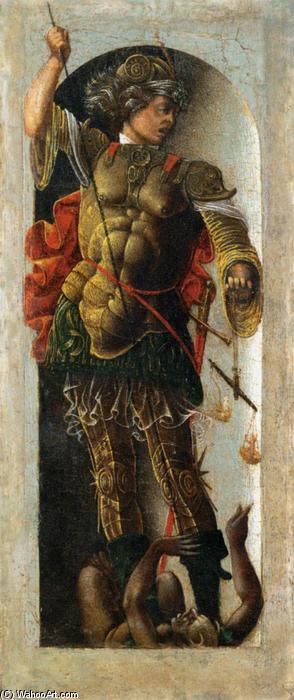 Order Oil Painting Replica Griffoni Polyptych: St Michael, 1470 by Ercole De' Roberti (1451-1496, Italy) | ArtsDot.com