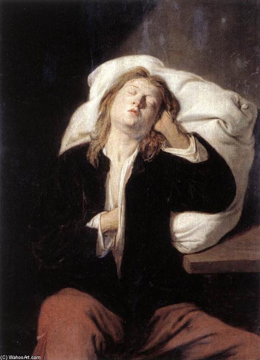 Order Oil Painting Replica Man Sleeping, 1649 by David The Younger Ryckaert (1560-1607, Belgium) | ArtsDot.com