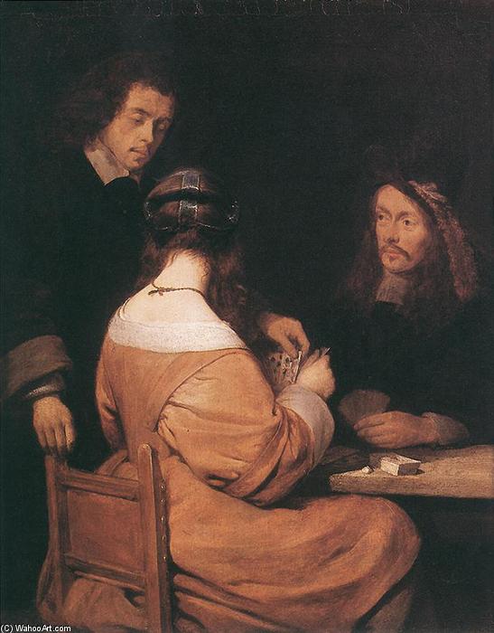 Order Artwork Replica Card-Players, 1650 by Gerard Ter Borch (1617-1681, Netherlands) | ArtsDot.com