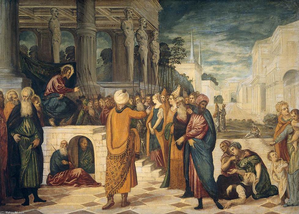 顺序 畫複製 Christ and the adulteress, 1555 通过 Tintoretto (Jacopo Comin) (1518-1594, Italy) | ArtsDot.com
