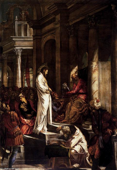 顺序 藝術再現 Christ before Pilate 。, 1566 通过 Tintoretto (Jacopo Comin) (1518-1594, Italy) | ArtsDot.com