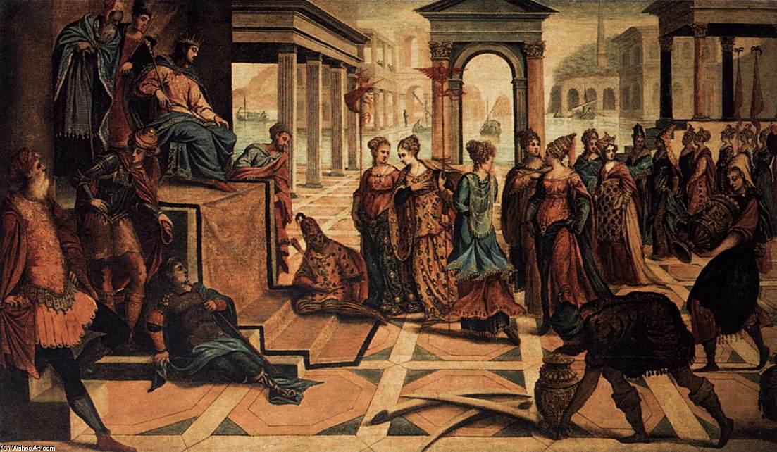 Order Paintings Reproductions Solomon and the Queen of Sheba, 1545 by Tintoretto (Jacopo Comin) (1518-1594, Italy) | ArtsDot.com