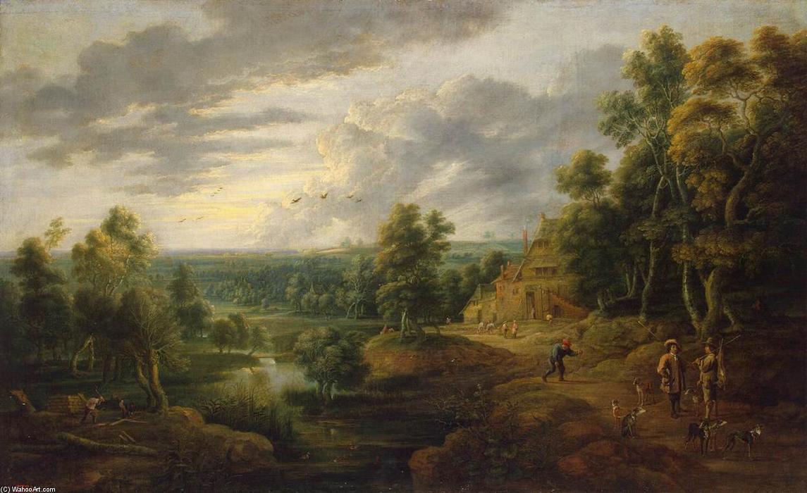 Order Oil Painting Replica Landscape with Hunters, 1640 by Lucas Van Uden (1595-1672, Belgium) | ArtsDot.com