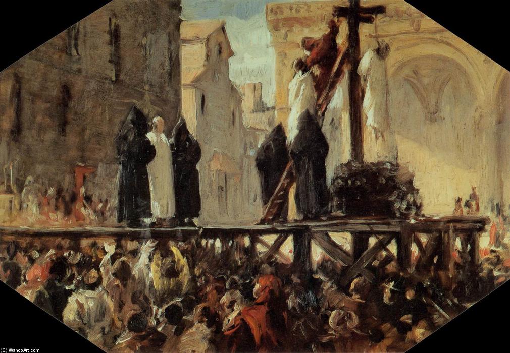 Order Art Reproductions The Execution of Savonarola by Stefano Ussi (1822-1901, Italy) | ArtsDot.com