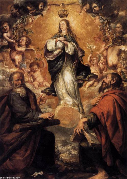 Buy Museum Art Reproductions Virgin of the Immaculate Conception with Sts Andrew and John the Baptist, 1650 by Juan De Valdés Leal (1622-1690, Spain) | ArtsDot.com