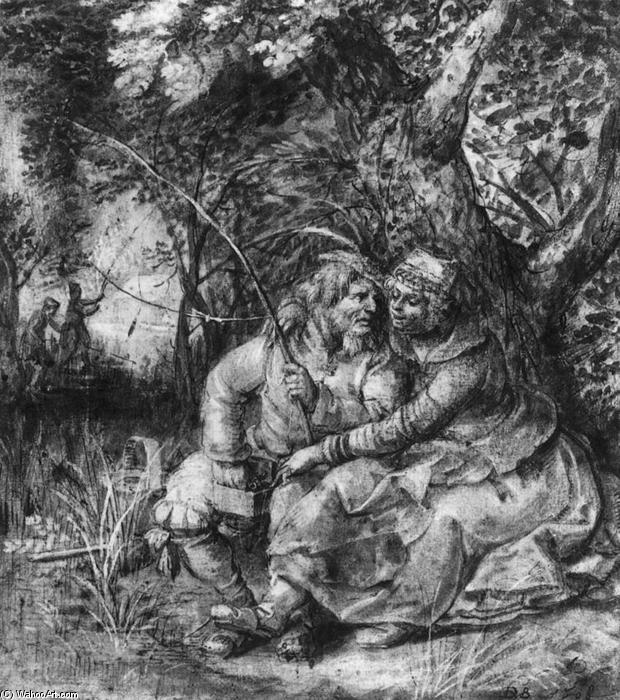 Ordinare Riproduzioni D'arte Vecchio pescatore con una ragazza, 1608 di David Vinckboons (1576-1629, Netherlands) | ArtsDot.com