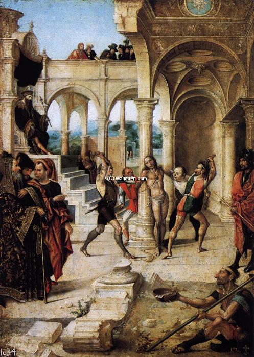 Order Oil Painting Replica The Scourging of Christ by Alejo Fernández (1475-1545) | ArtsDot.com