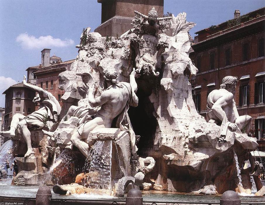 Order Paintings Reproductions Fountain of the Four Rivers, 1648 by Gian Lorenzo Bernini (1598-1680, Italy) | ArtsDot.com