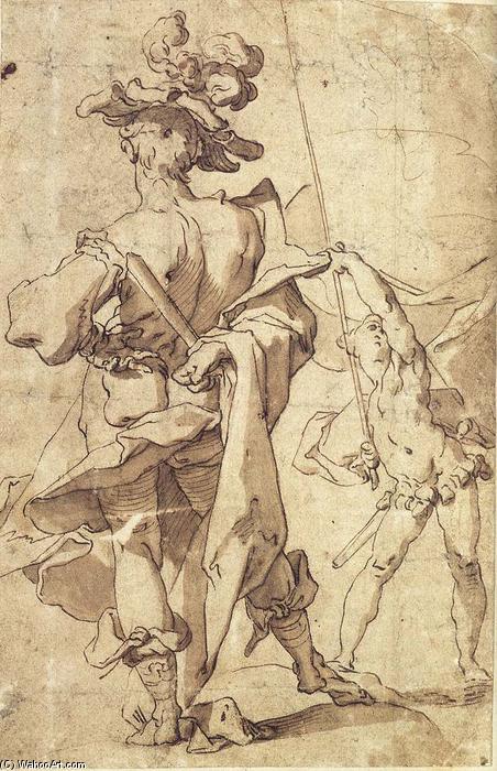 顺序 畫複製 勇士和年轻的标准手 通过 Abraham Bloemaert (1564-1651, Netherlands) | ArtsDot.com