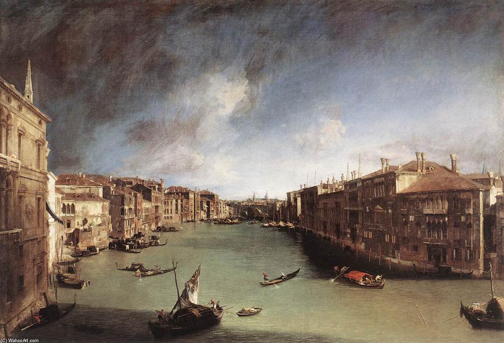 Order Paintings Reproductions Grand Canal, Looking Northeast from Palazo Balbi toward the Rialto Bridge, 1723 by Giovanni Antonio Canal (Canaletto) (1730-1768, Italy) | ArtsDot.com