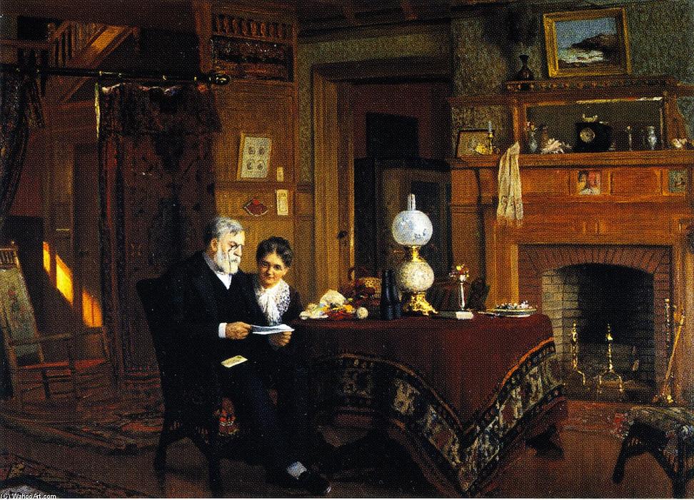 Order Oil Painting Replica The Letter (also known as Mr. and Mrs Samuel Colgate), 1881 by James Wells Champney (1843-1903, United States) | ArtsDot.com