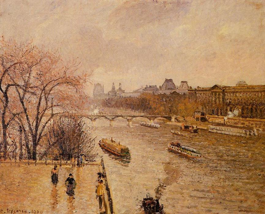 Order Artwork Replica The Louvre: Afternoon, Rainy Weather, 1900 by Camille Pissarro (1830-1903, United States) | ArtsDot.com