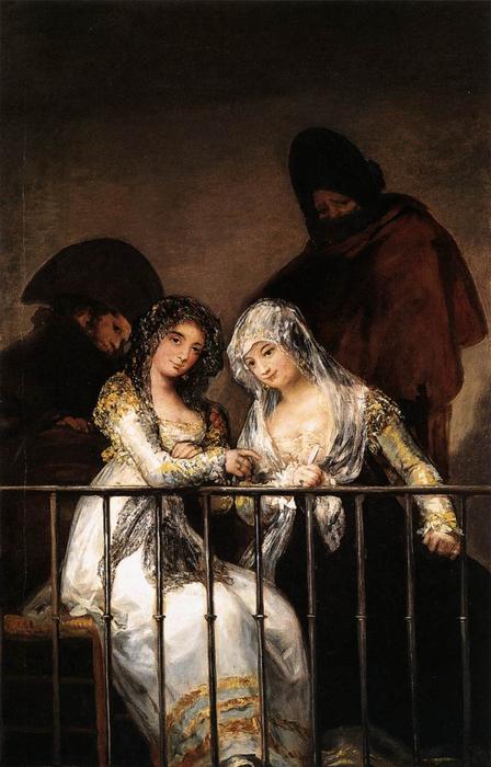 Buy Museum Art Reproductions Majas on a Balcony by Francisco De Goya (1746-1828, Spain) | ArtsDot.com