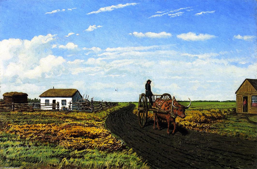 Order Art Reproductions Manitoba Settler`s House and Red River Cart, 1870 by William George Richardson Hind (1833-1889, United Kingdom) | ArtsDot.com