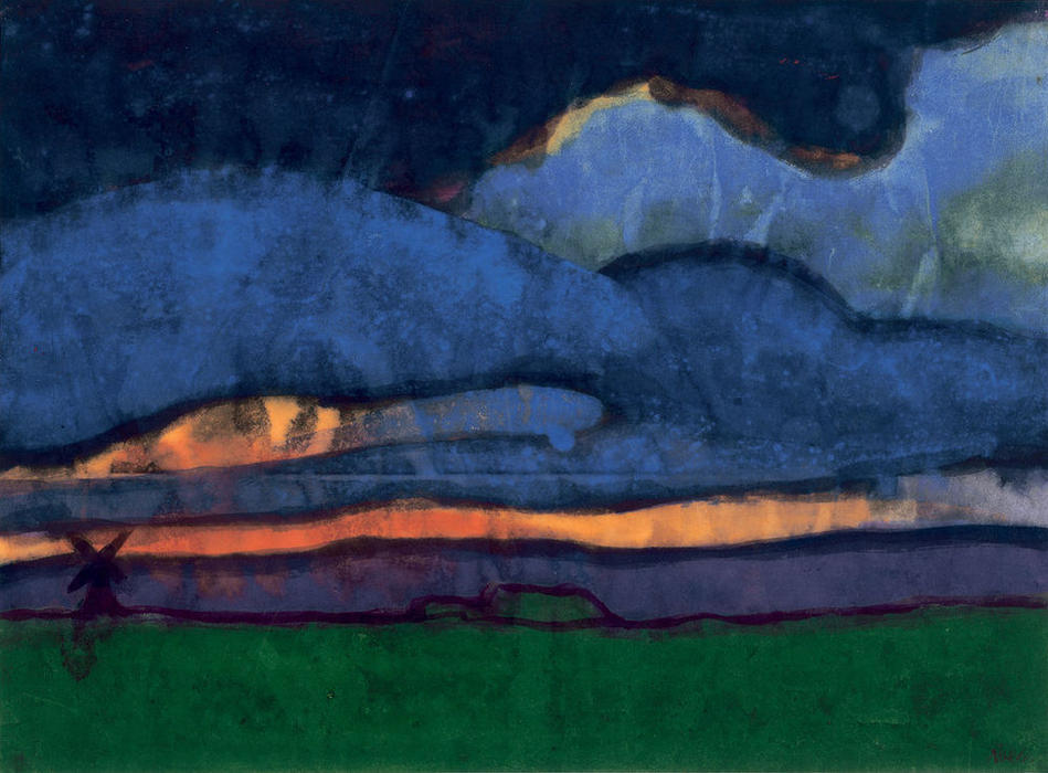 Order Art Reproductions Marsh Landscape with Mill, 1920 by Emile Nolde (Inspired By) (1867-1956, Germany) | ArtsDot.com