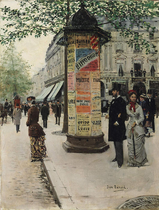 Order Oil Painting Replica M. et Mme Galin devant le Jockey Club, 1877 by Jean Georges Béraud (1849-1936, France) | ArtsDot.com