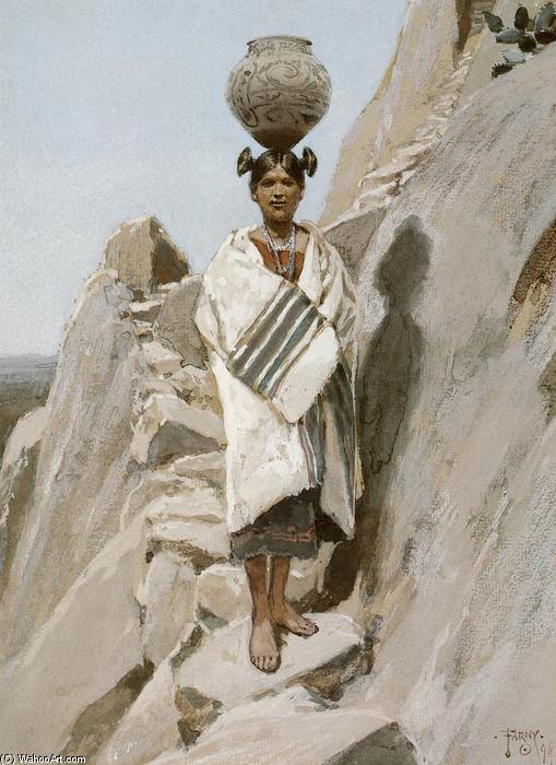 Buy Museum Art Reproductions Moki Maiden-Walpi, First Mesa, 1894 by Henry F Farny (1847-1916, France) | ArtsDot.com