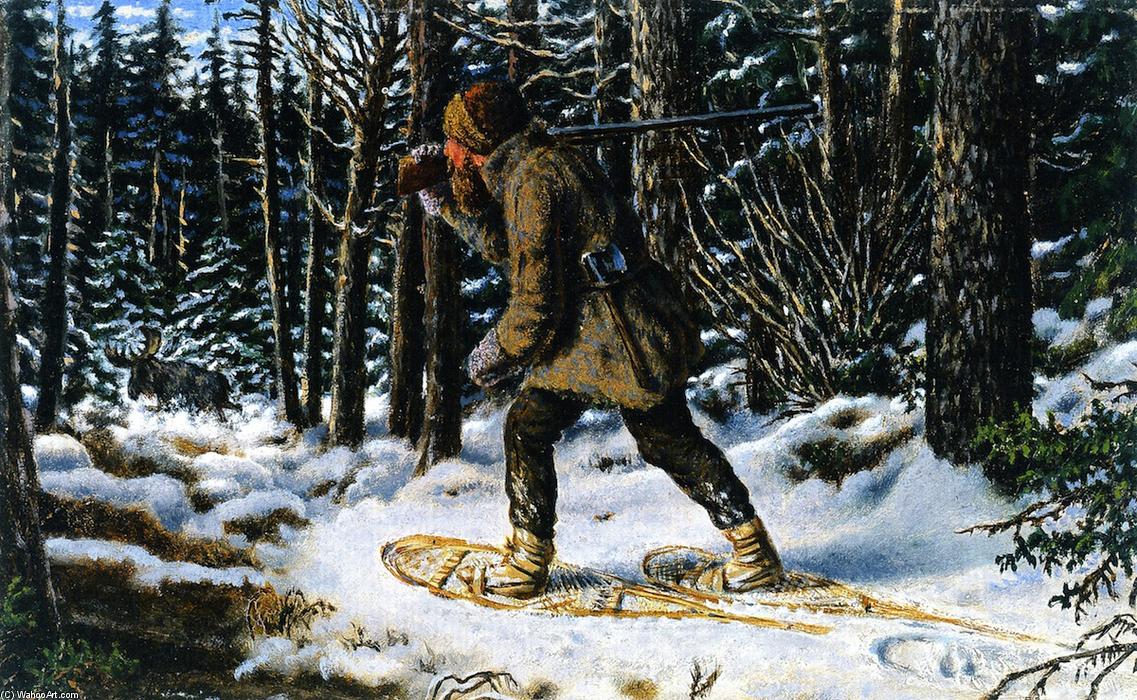 Buy Museum Art Reproductions Moose Hunting, Winter, Manitoba, 1870 by William George Richardson Hind (1833-1889, United Kingdom) | ArtsDot.com
