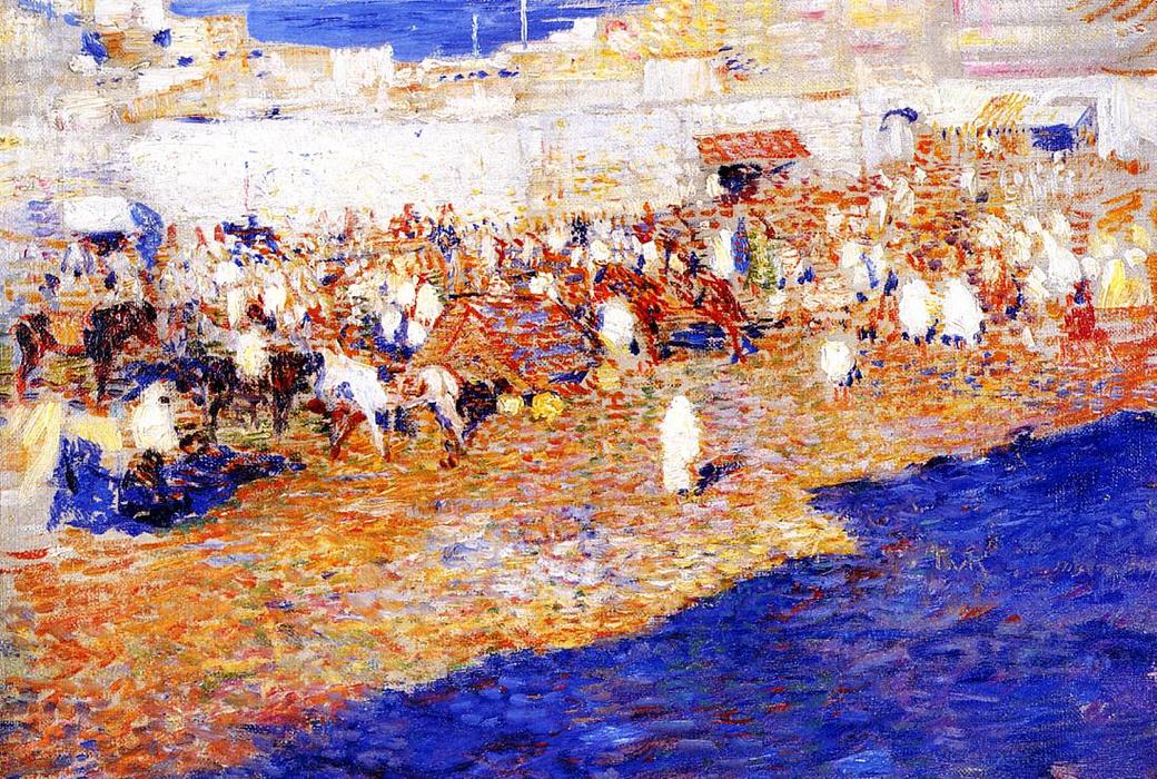 Order Paintings Reproductions Moroccan Market (also known as Morocco [The Great Souq]), 1887 by Theo Van Rysselberghe (1862-1926, Belgium) | ArtsDot.com