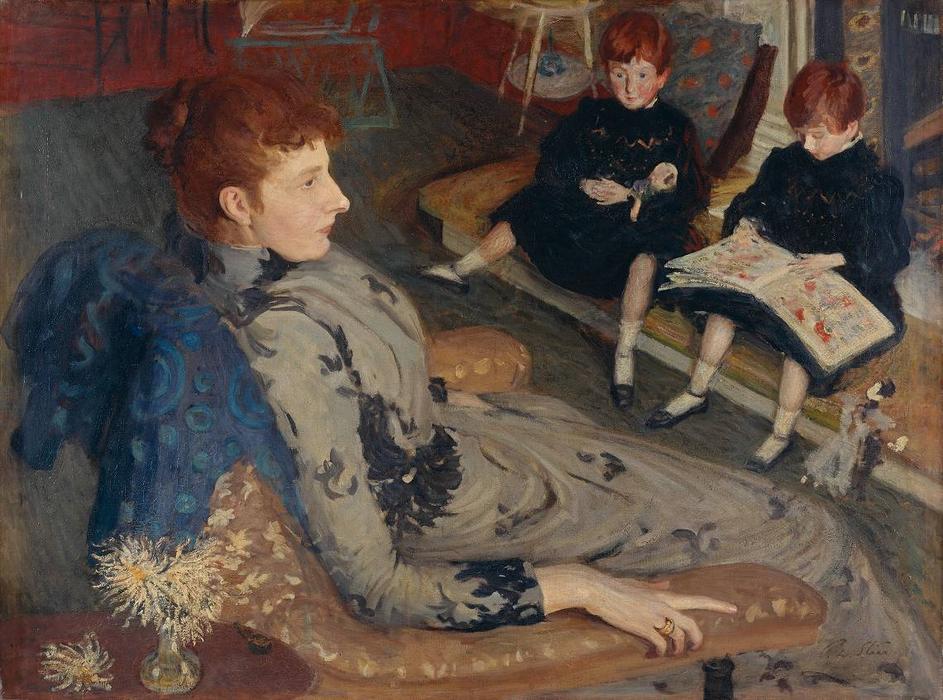 Order Paintings Reproductions Mrs Cyprian Williams and Her Two Little Girls by Philip Wilson Steer (1860-1942, United Kingdom) | ArtsDot.com