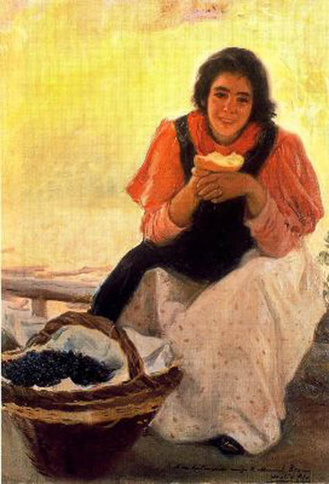 Order Oil Painting Replica Muchacha Comiendo by Cecilio Pla Y Gallardo (1860-1934, Spain) | ArtsDot.com