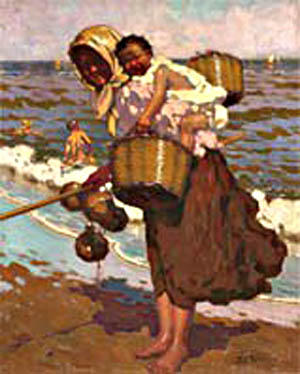 Order Artwork Replica Mujer en la playa by Alberto Pla Y Rubio (1867-1937, Spain) | ArtsDot.com