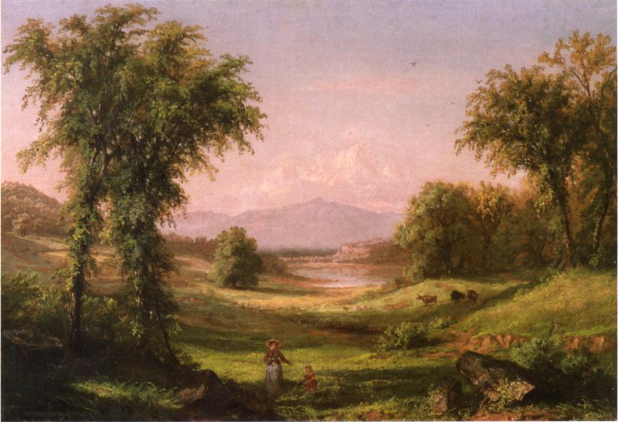 Order Artwork Replica A New Hampshire Landscape, with Elma Mary Gove in the Foreground, 1854 by Samuel Colman (1832-1920, United Kingdom) | ArtsDot.com