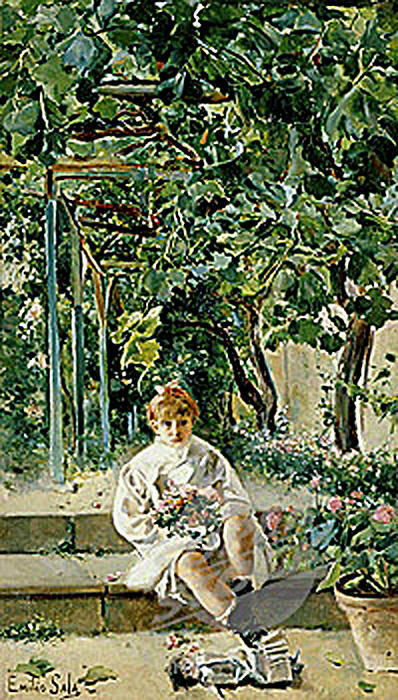 Pedir Reproducciones De Pinturas Niña en el Jardin de Emilio Sala Y Frances (1850-1910, Spain) | ArtsDot.com